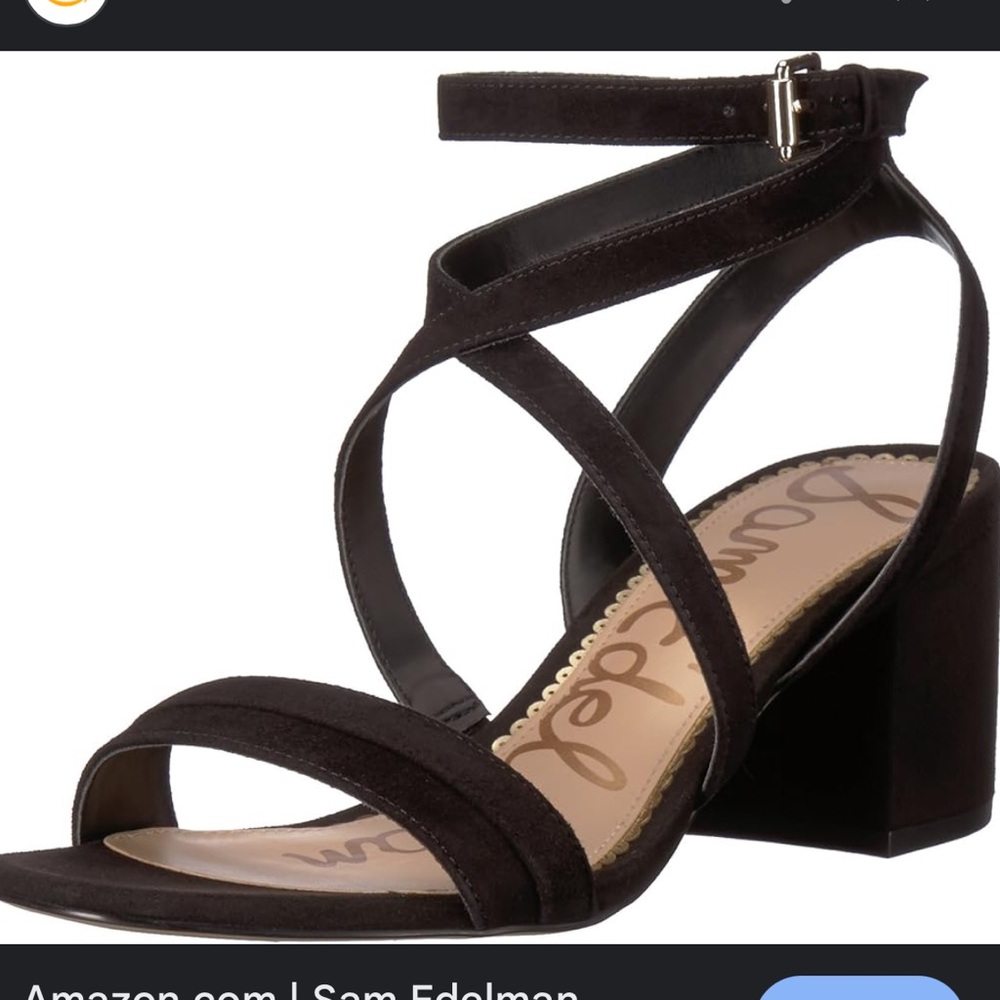 Sam Edelman Sammy Heeled Sandal, Black Suede Block Heel Sandals - Size 7.5